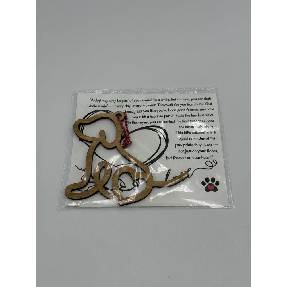 Light Brown Wood Lasered Image Of Dog With Saying